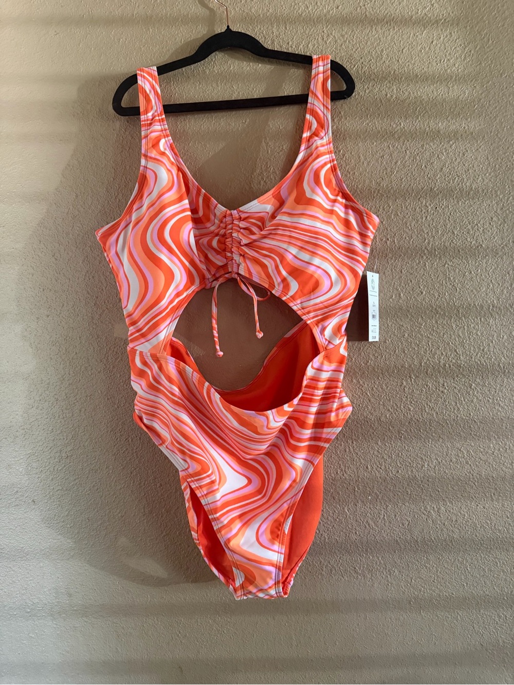 No Boundaries Orange Swirl Cutout One-Piece Swimwear
